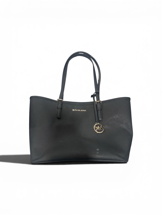 Michael Kors Handbags - Michael Kors Black Saffiano Leather Tote with Logo Charm